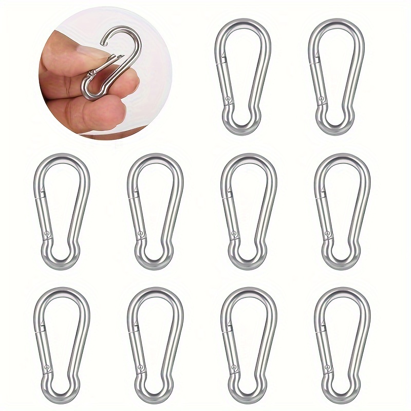 

10pcs Stainless Steel Carabiner Clip Spring-snap Hook - M4 1.57 Inches Heavy Duty Carabiner Clips For Keys Swing Set Camping Fishing Hiking Traveling