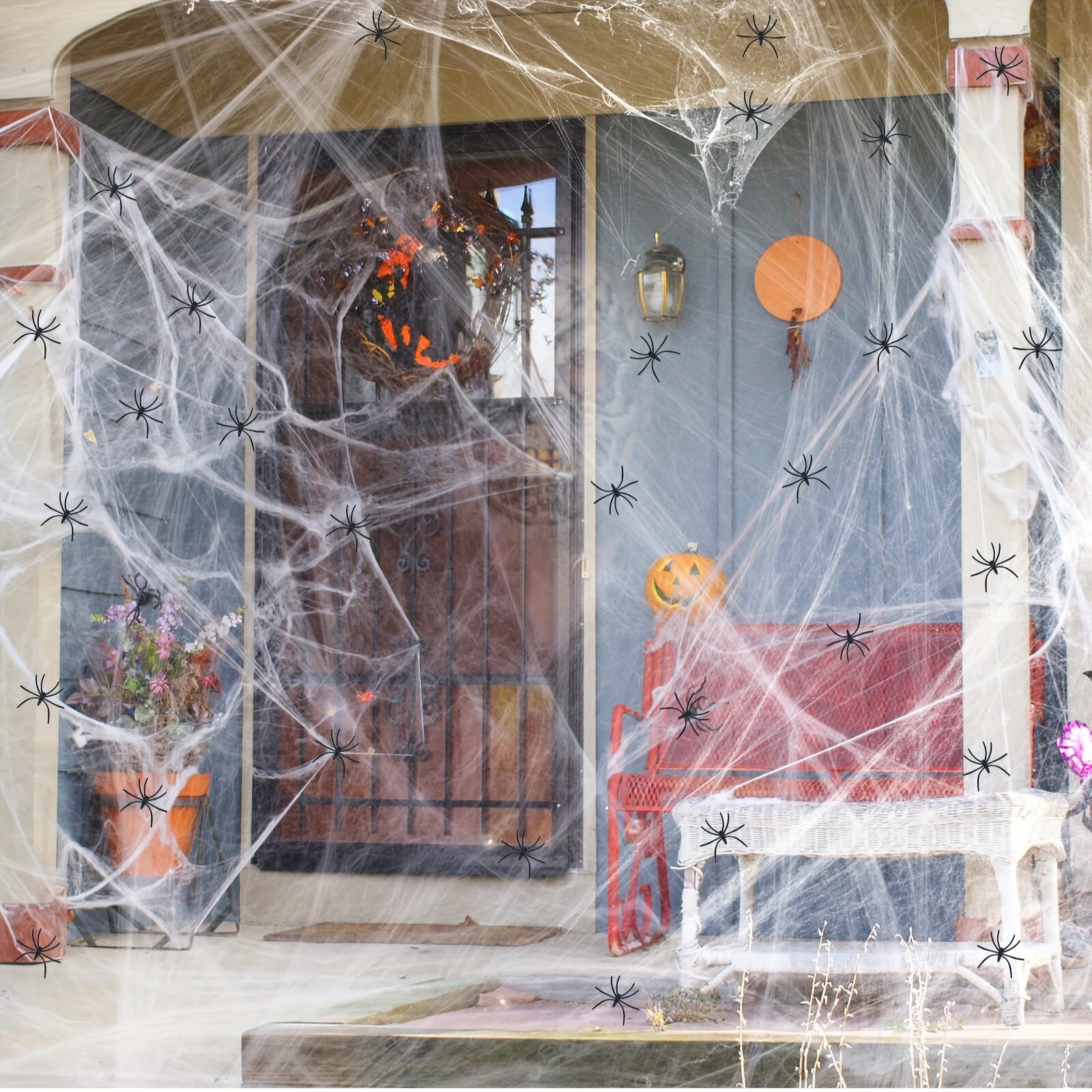 HALLOWEEN SPIDER WEB WEBBING SPIDERS STRETCHY COBWEB COB WEBS SCENE  DECORATION