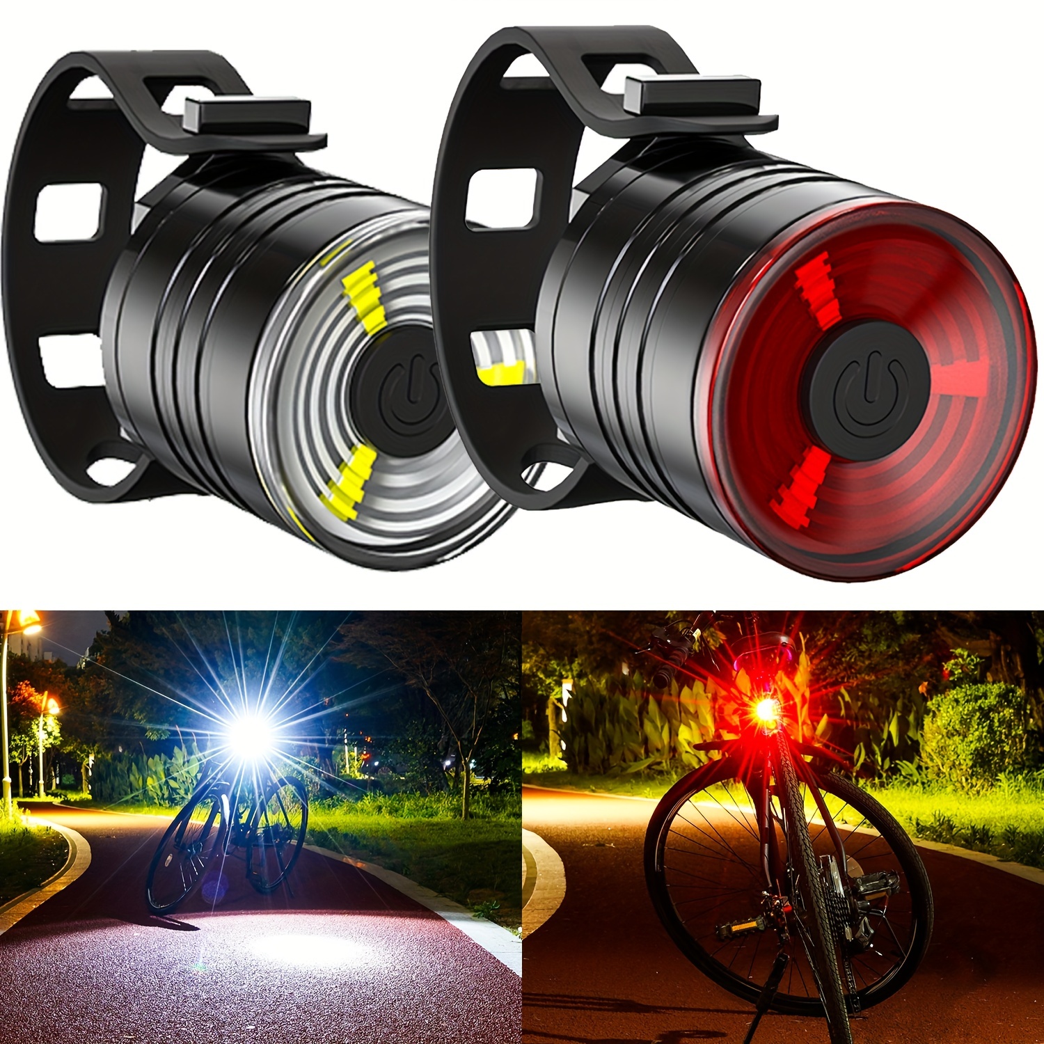 Conjunto De Luces Delanteras Y Traseras Para Bicicleta, Faro Y Luz Trasera  Impermeables De Alta Luminosidad Para Bicicleta, Luz LED Para Bicicleta Par