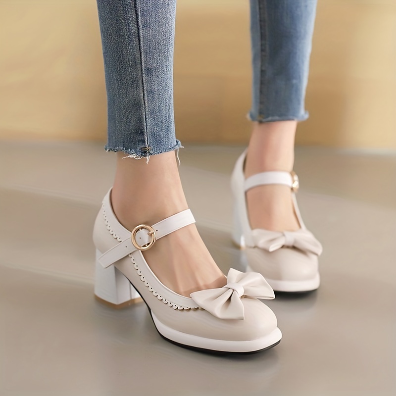 Round Toe Patent Leather Shoes Bowknot Decoration Cross Straps High Heel Sweet Lolita Shoes