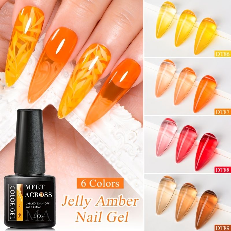 Jelly Amber Nail Polish Gel Nail Polish Gel French Manicure Soak Off Uv Led  Gel Diy At Home | Today's Best Daily Deals | Temu