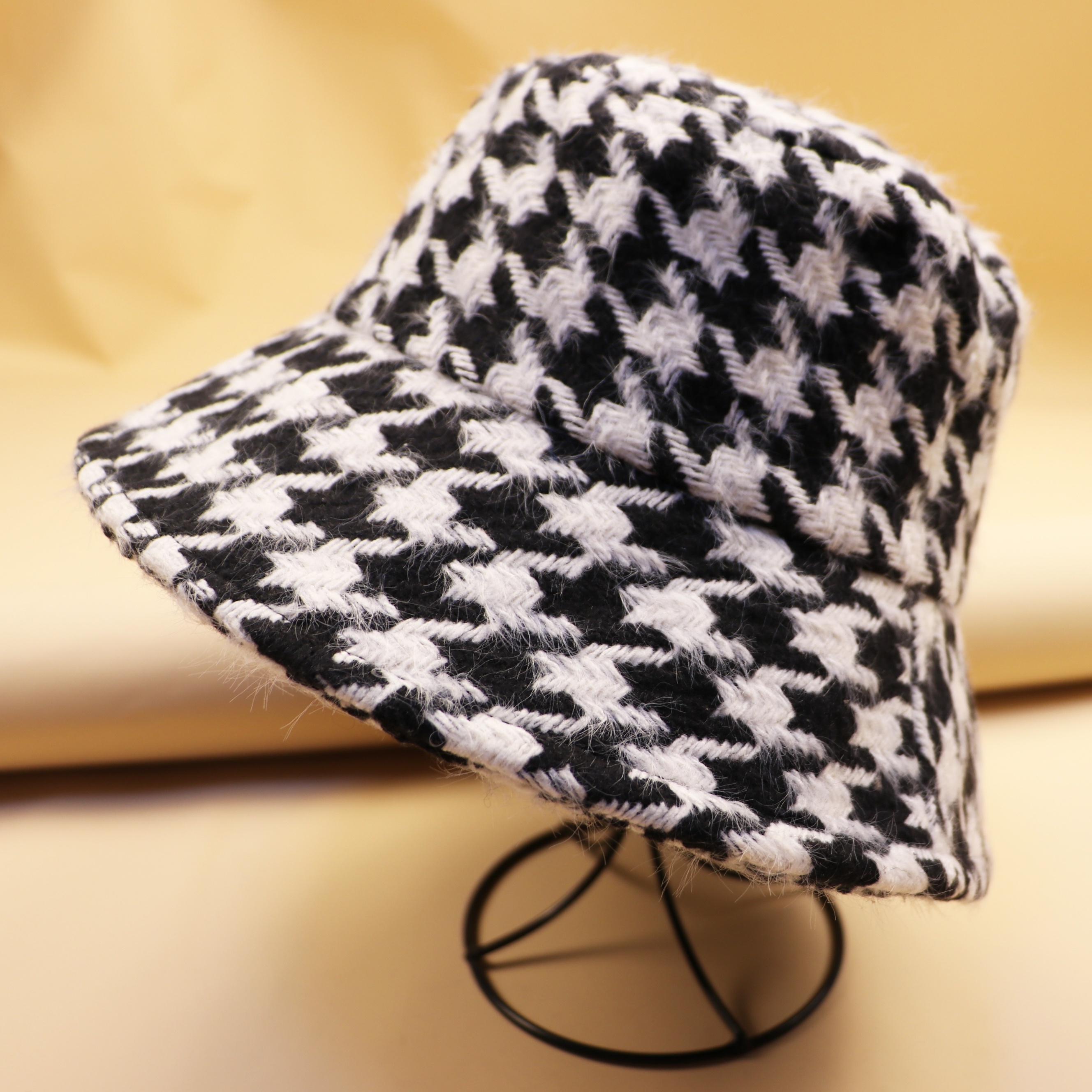 Houndstooth Trendy Bucket Hat Small Brim Breathable Cloche - Temu