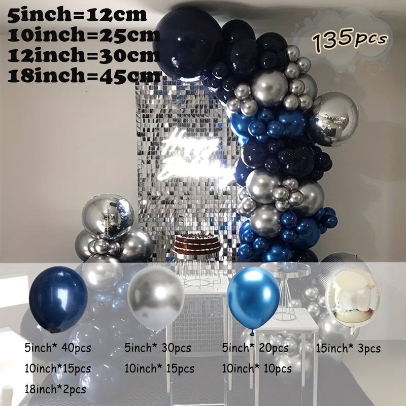 Elegant Chrome Blue Latex Balloon Arch Weddings Birthdays - Temu