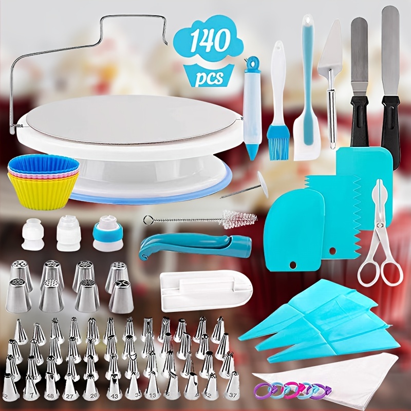 CoPedvic 150pcs Cake Decorating Supplies Set, Cupcake Decorating Kit Baking  Equipment Rotating Turntable Stand, Piping Nozzles and Bags, Cake Scrapers,  Icing Spatula - Walmart.com