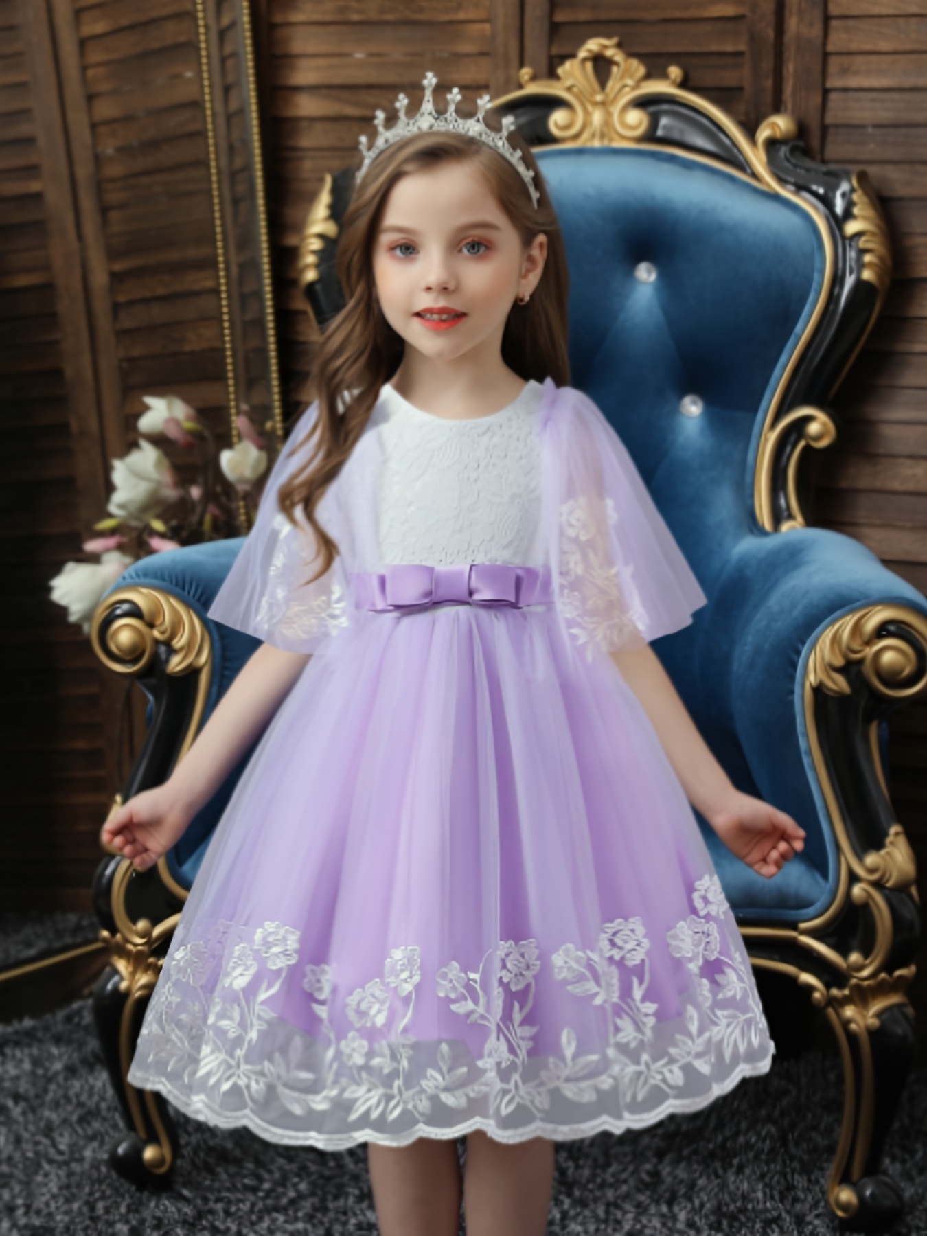 Vestido Infantil Princesa Laçinho Flores