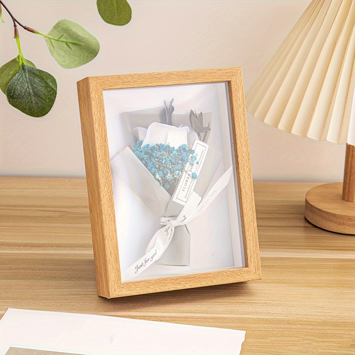 Brass Glass Photo Frame Desktop Decoration Dried Flower - Temu