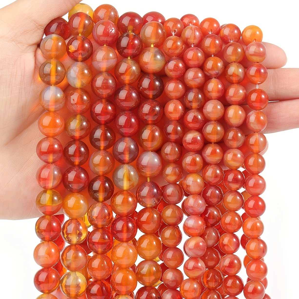 Natural Stone Red Clear Glass Striped Beads Spacer Beads For