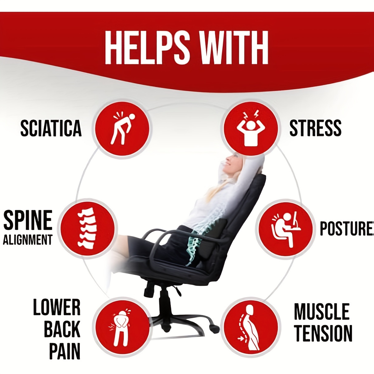 Lumbar Support Pillow For Office Chair And Car - Temu