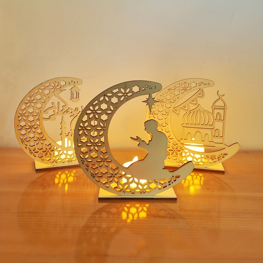 Ramadan Kareem Ornament Eid Crafts Night Light 3d Wooden - Temu