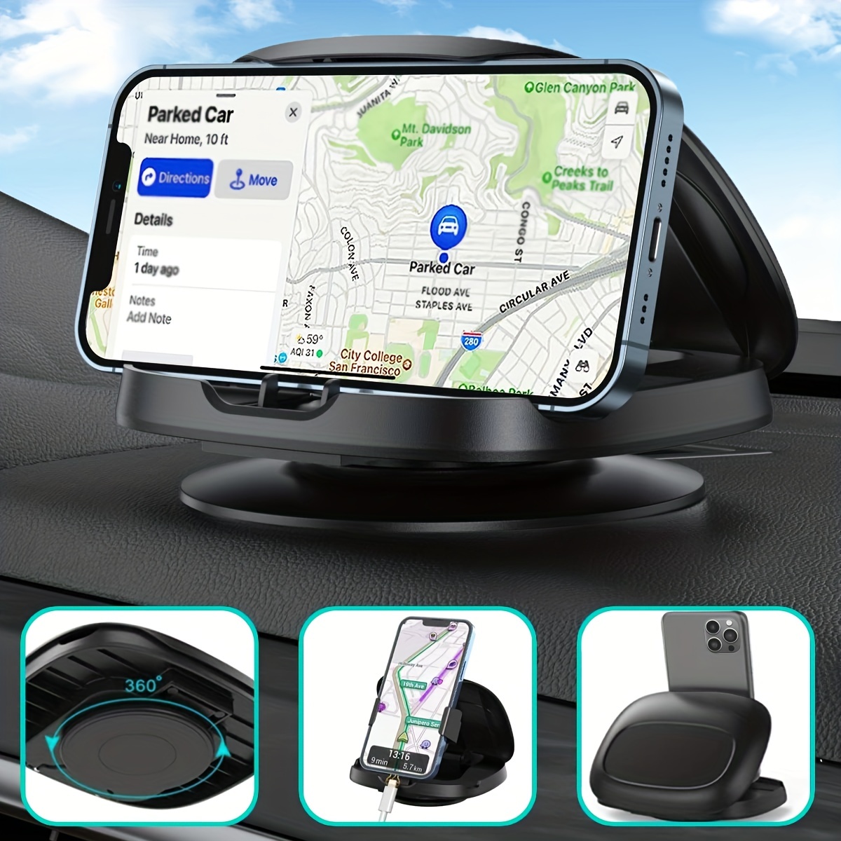 

Secure Your Phone In Style - 360° Rotating Car Phone Mount For Iphone & Android!