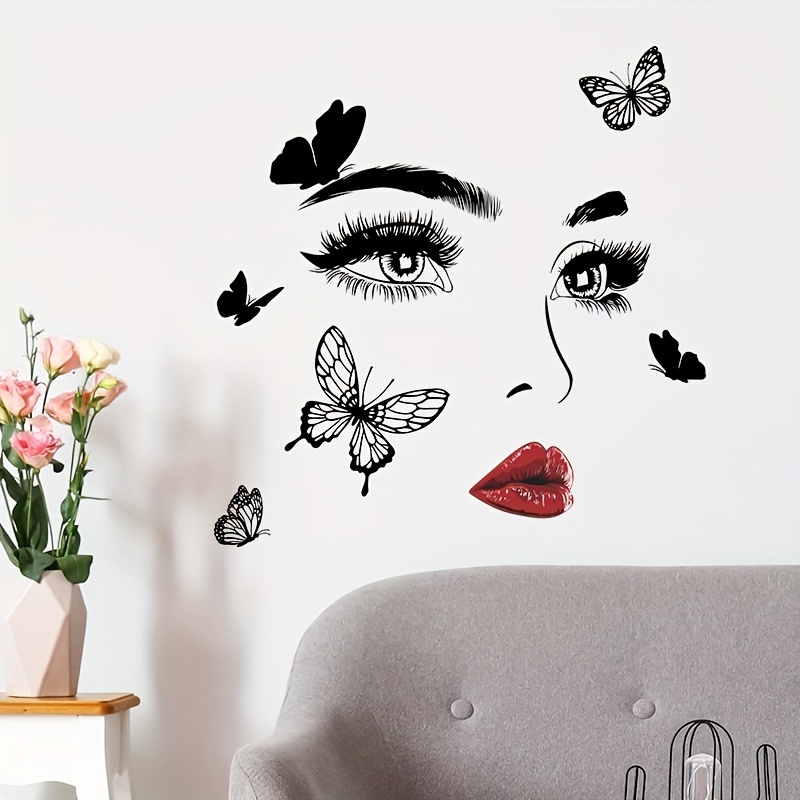 Beauty Eyes And Butterfly Wall Stickers Living Room Bedroom Decoration  Wallpaper Mural Pvc Stickers Art Decals
