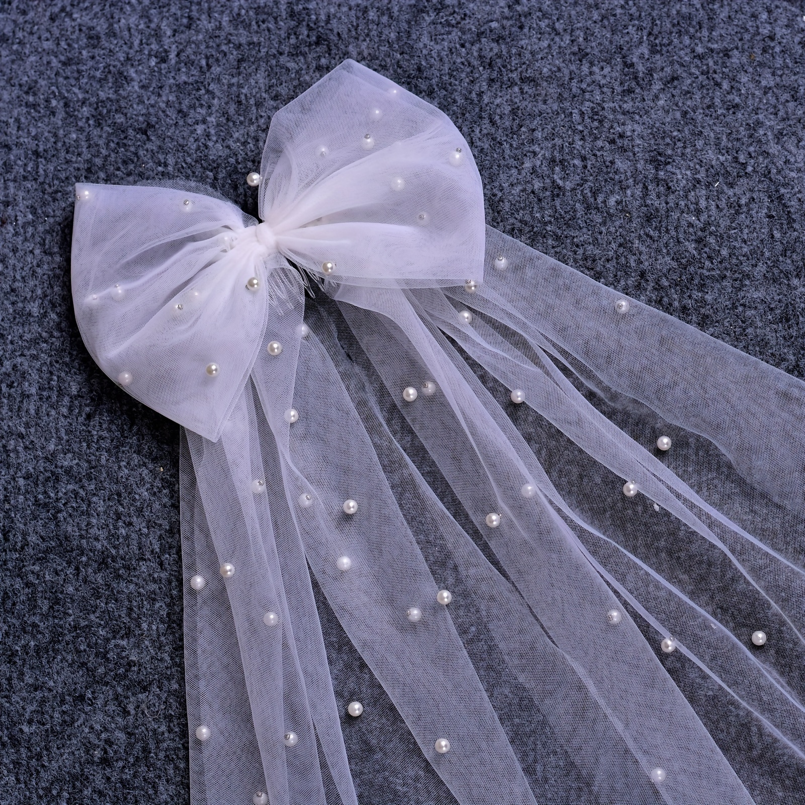LELAMP Girls Veil Mini Veil for Bride Pearls Beaded Bridal Veil  Bachelorette Party Communion Accessories Bride