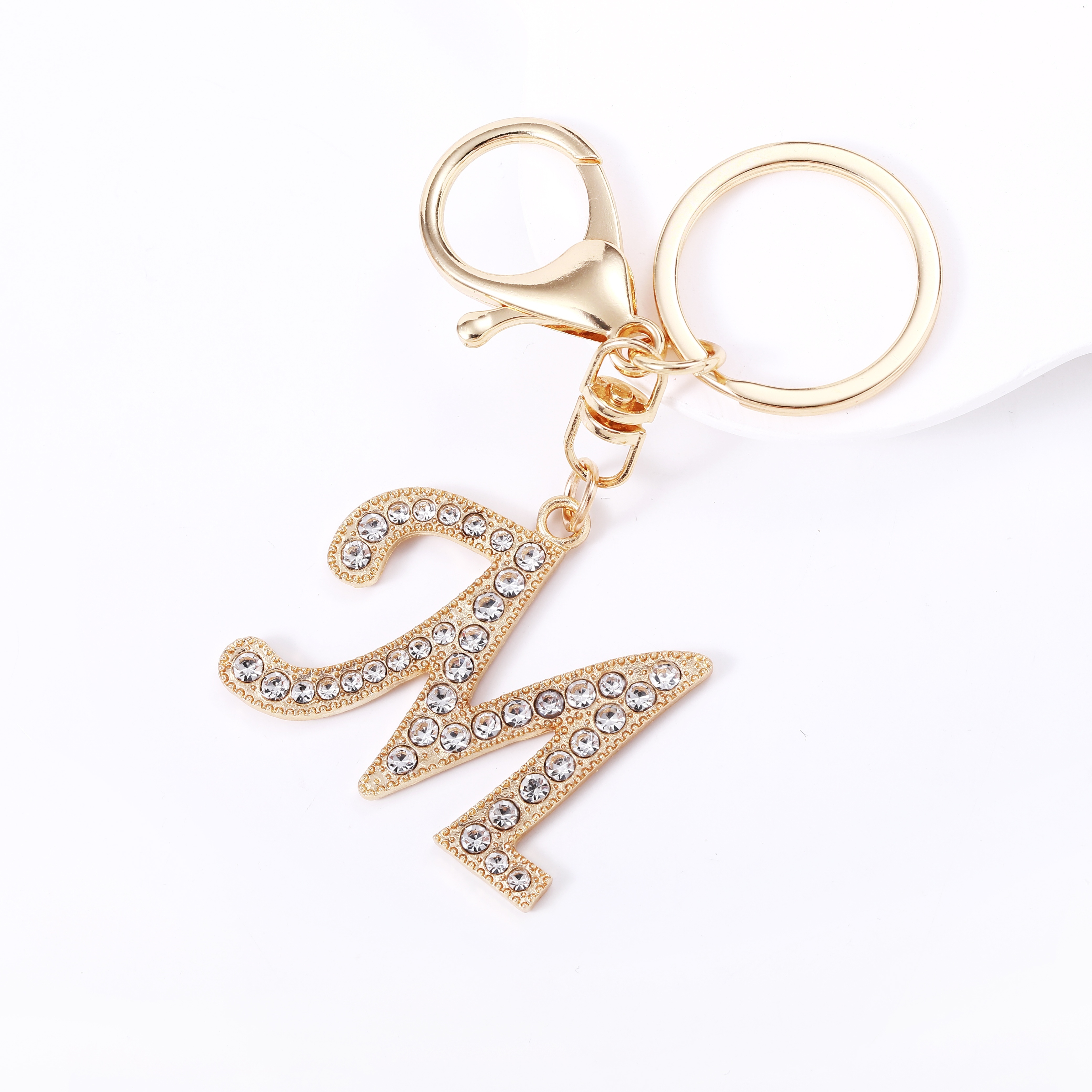JINGUAZI Backpack Keychains Gifts for Women Initial Letter Keychain for Cute Car Key White Pink Tassel Bling Crystal Shiny