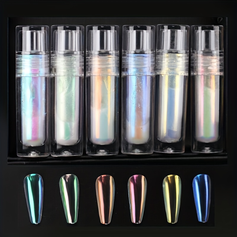 Chrome Liquid Nail Powder Aurora Mermaid Chameleon Mirror - Temu