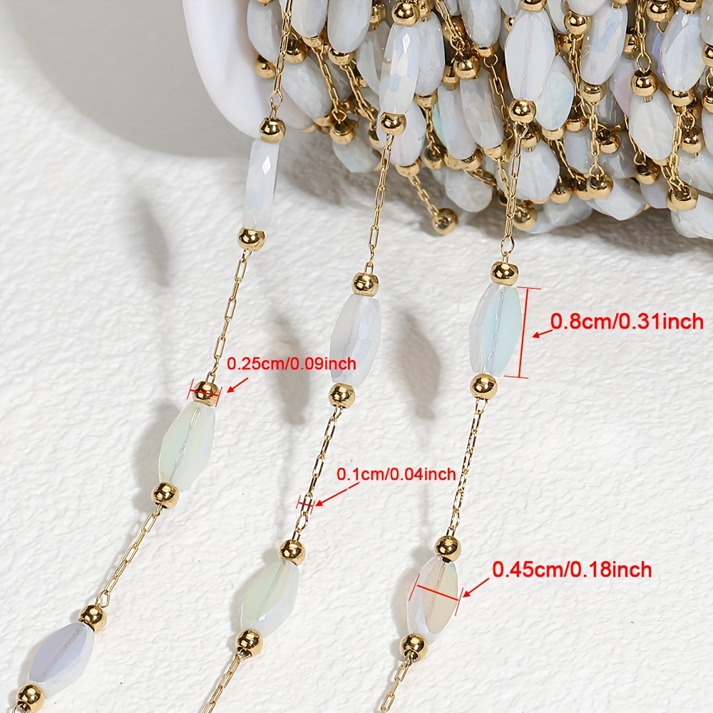 1meter Stainless Steel Natural Stone Beaded Chain Beads - Temu