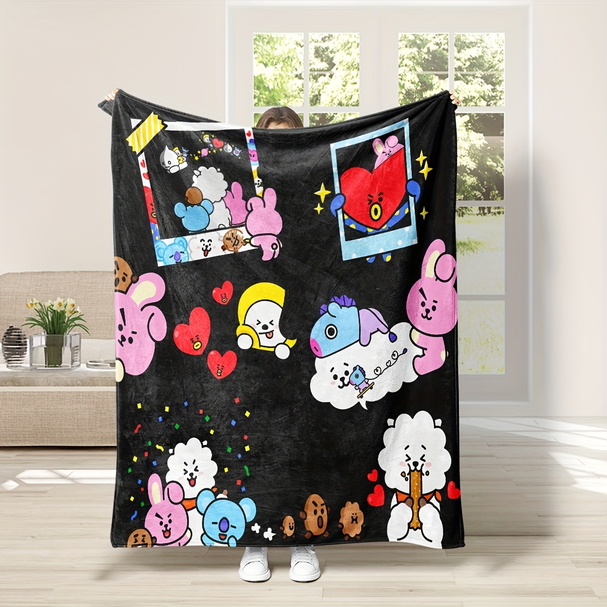 

1pc Digital Printed Flannel Blanket, Cartoon Cute Pattern, Soft And Comfortable Office Blanket, Pet Blanket, Gift Blanket, Suitable For All Seasons
