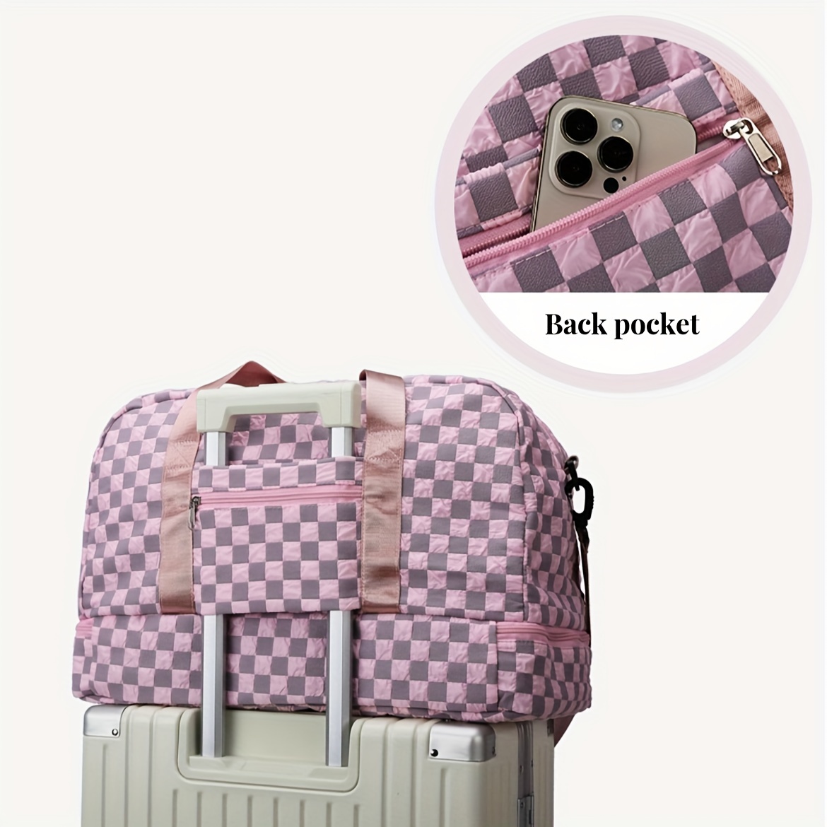 TWENTY FOUR Checkered Bag Travel Duffel Bag Weekend Overnight