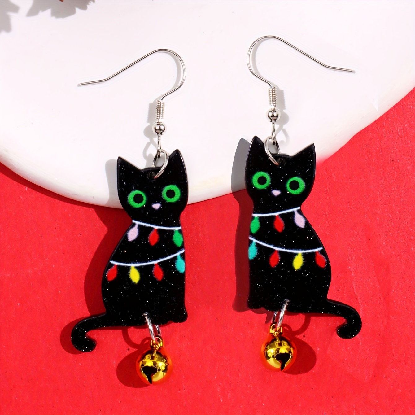 Christmas Ornament Polymer Clay Figure Black Cat 