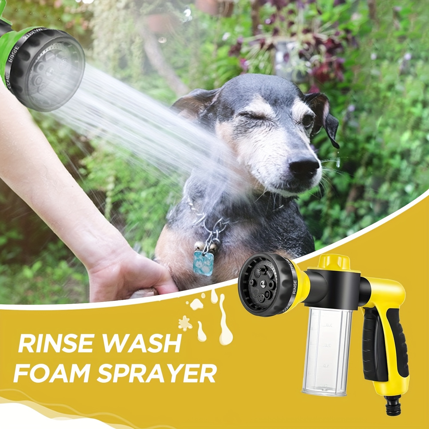  Pup Dog Wash Jet Hose Attachment, 10 Patterns Garden Hose  Sprayer Nozzle, High Pressure Water Foam Sprayer with Soap Dispenser Bottle  for Car Washing, Watering Plants, Pet Showering Bathing Tool 