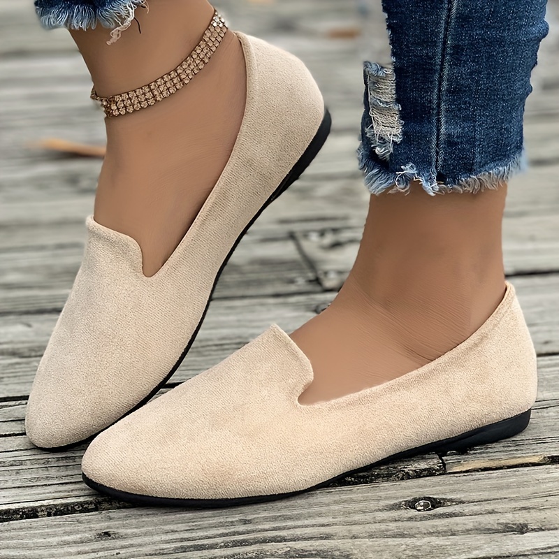 Women's Solid Color Flat Shoes Comfy Slip Soft Sole Shoes - Temu