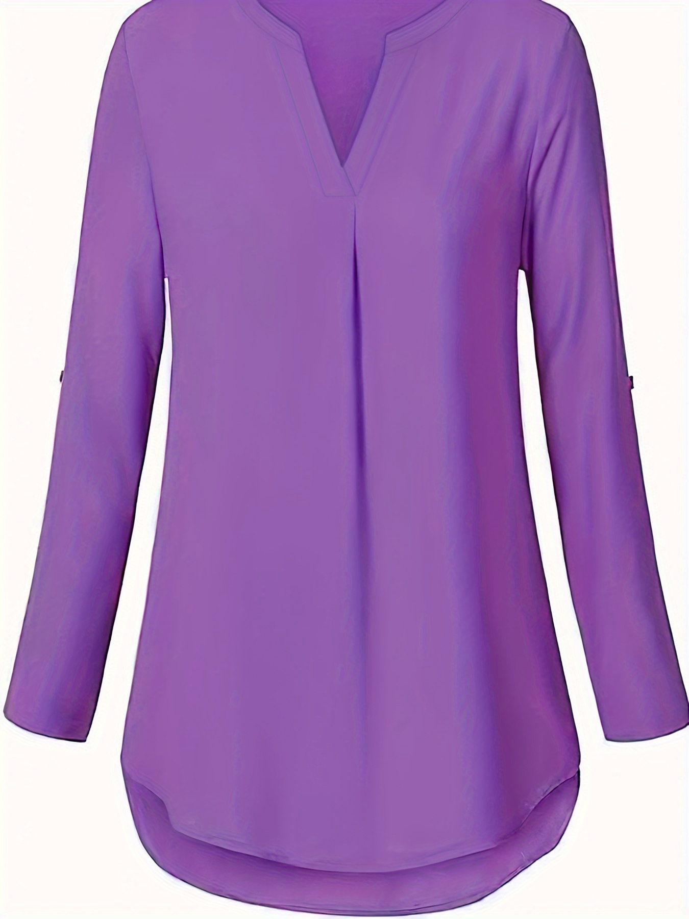 Sksloeg Womens Blouses Elegant Lace Puff Short Sleeve Tunic Shirt Casual  Loose V-Neck Plain Blouses,Purple L 