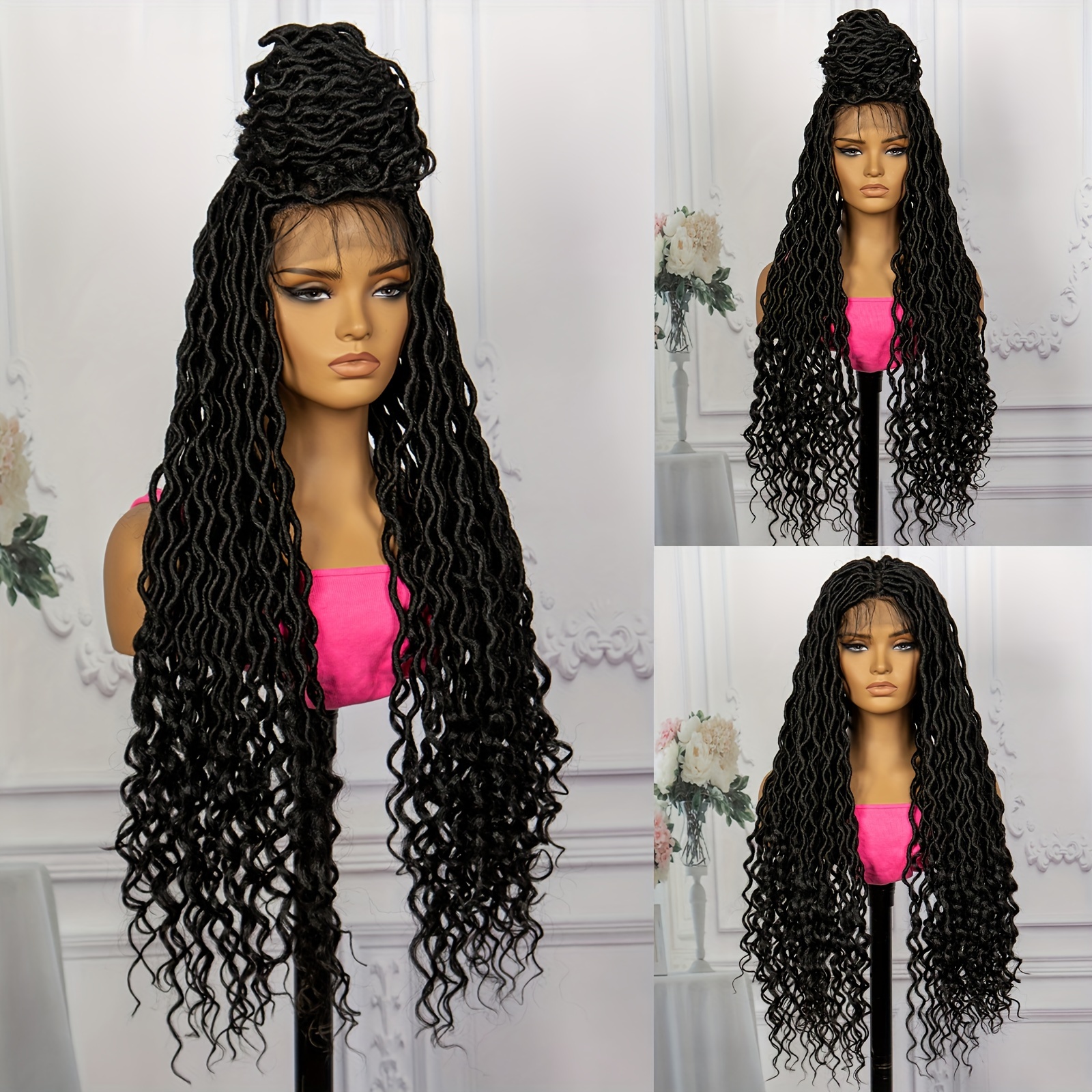 Full Lace Braided Wigs Locs Crochet Hair Wigs Synthetic - Temu