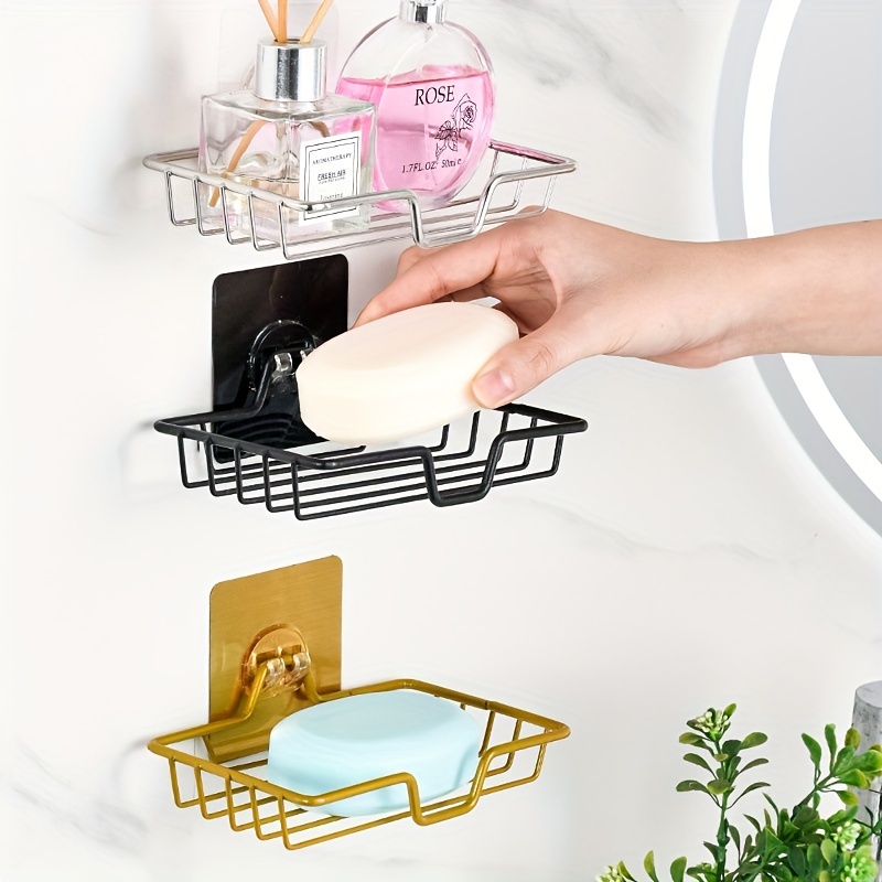 Soporte de jabón para pared de ducha con 4 ganchos: 5 soportes para  jabonera, sin taladrar, soporte para jabón montado en la pared, barra de  jabón