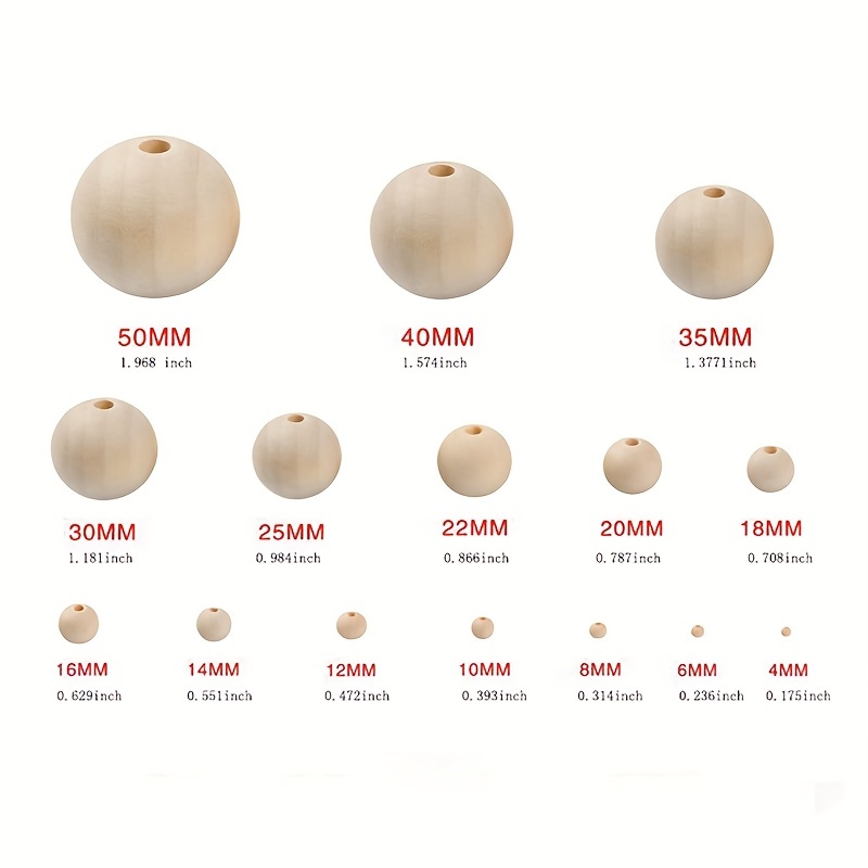 Natural Wooden Beads Round Spacer Wood Balls Diy Beads For - Temu