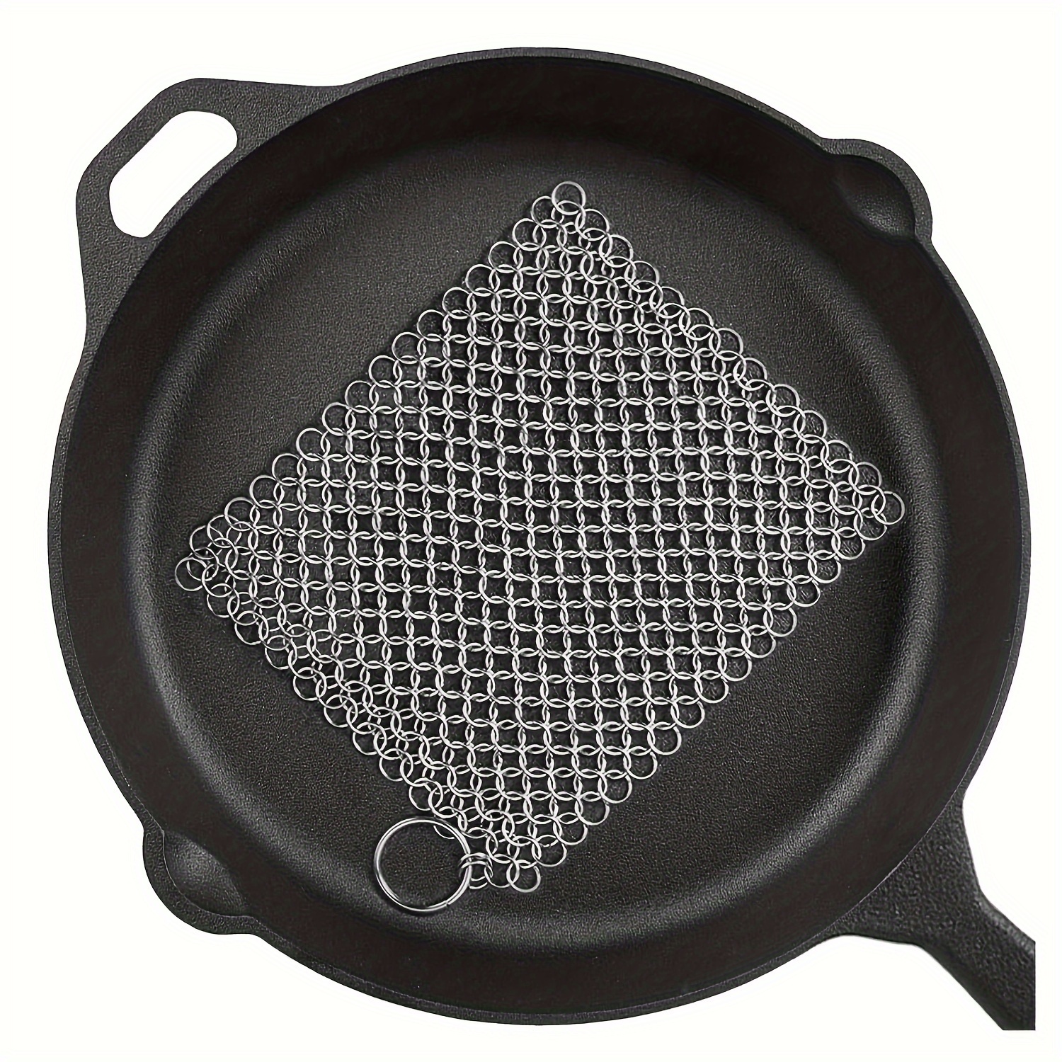 

1pc, Cast Iron Cleaner, Stainless Steel Pot Brush Net, Cast Iron Chainmail Scrubber, Metal Scrubber, Premium Cleaning Tool For Cleaning Pots, Woks, Pans, Bbq Grill, Cleaning Supplies, Cleaning Tool
