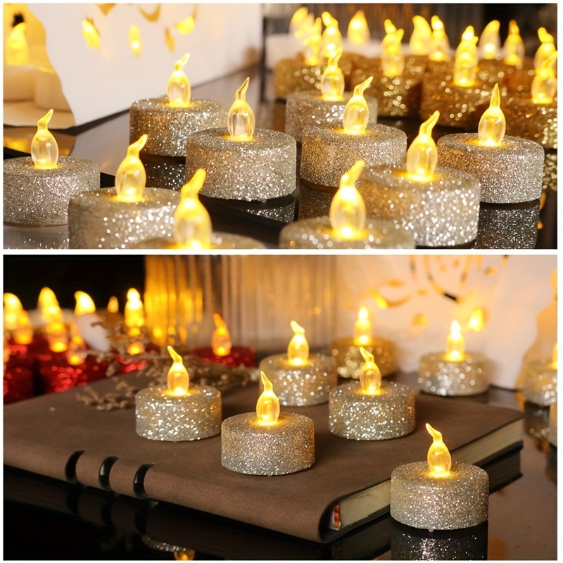 Golden Powder Candle Light Led Electronic Simulation - Temu