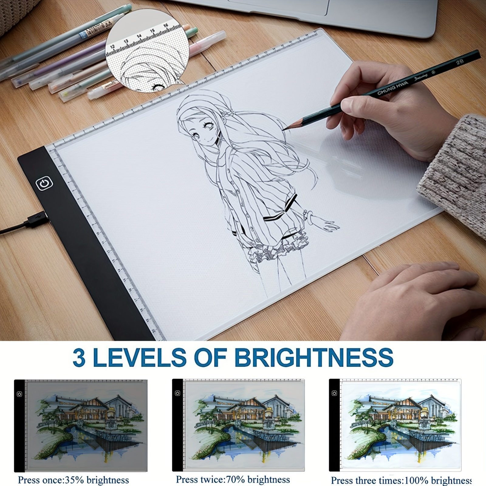 A4 Dimmable Brightness LED Light Box Tracer Artcraft Tracing Light