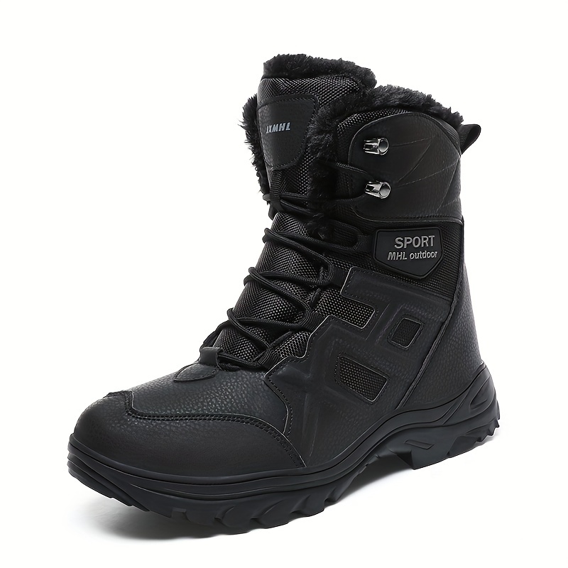 Mens Snow Boots Combat Boots Winter Thermal Shoes Windproof Hiking