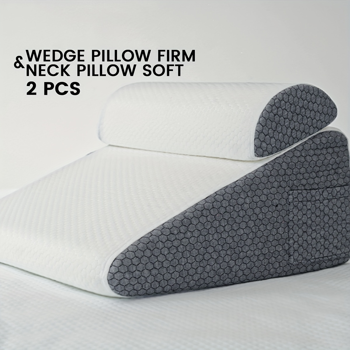 aeris Bed Wedge Pillow for Sleeping - Memory Foam - Unique Curved