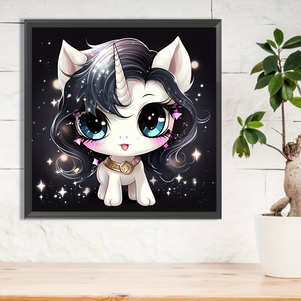 Diy 5d Diamond Painting Set Cute Unicorn With Big Eyes - Temu