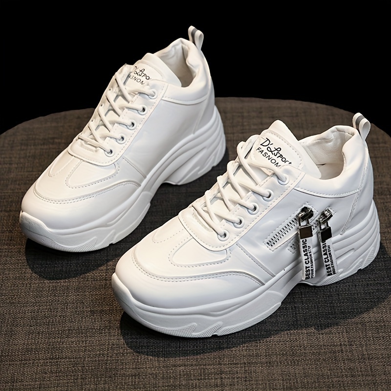 Buy White Side Zipper Breathable Casual Sneakers