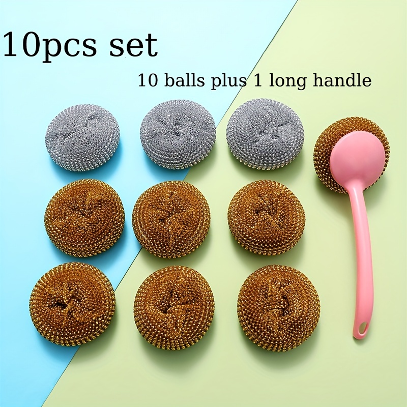 Kitchen Cleaning Tools Set Steel Wire Balls With A Handle - Temu