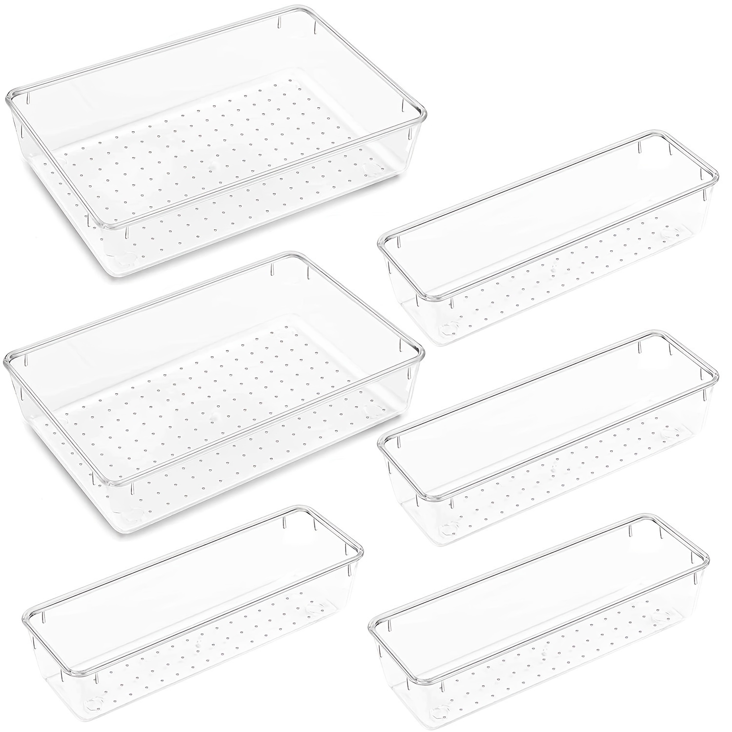 Chris.W Clear Plastic Drawer Organizer Tray for Vanity Cabinet, Set of 5  Storage Tray for Makeup, Kitchen Utensils, Jewelries, Medicine, Pens, and