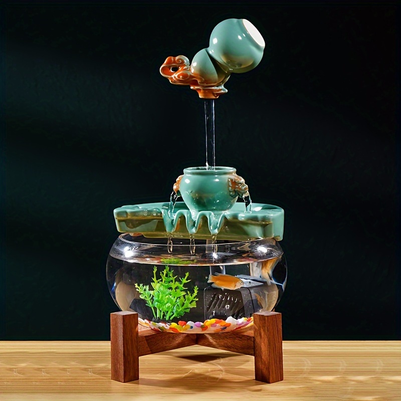 Creative Tabletop Glass Fish Tank Circulating Water Flow - Temu