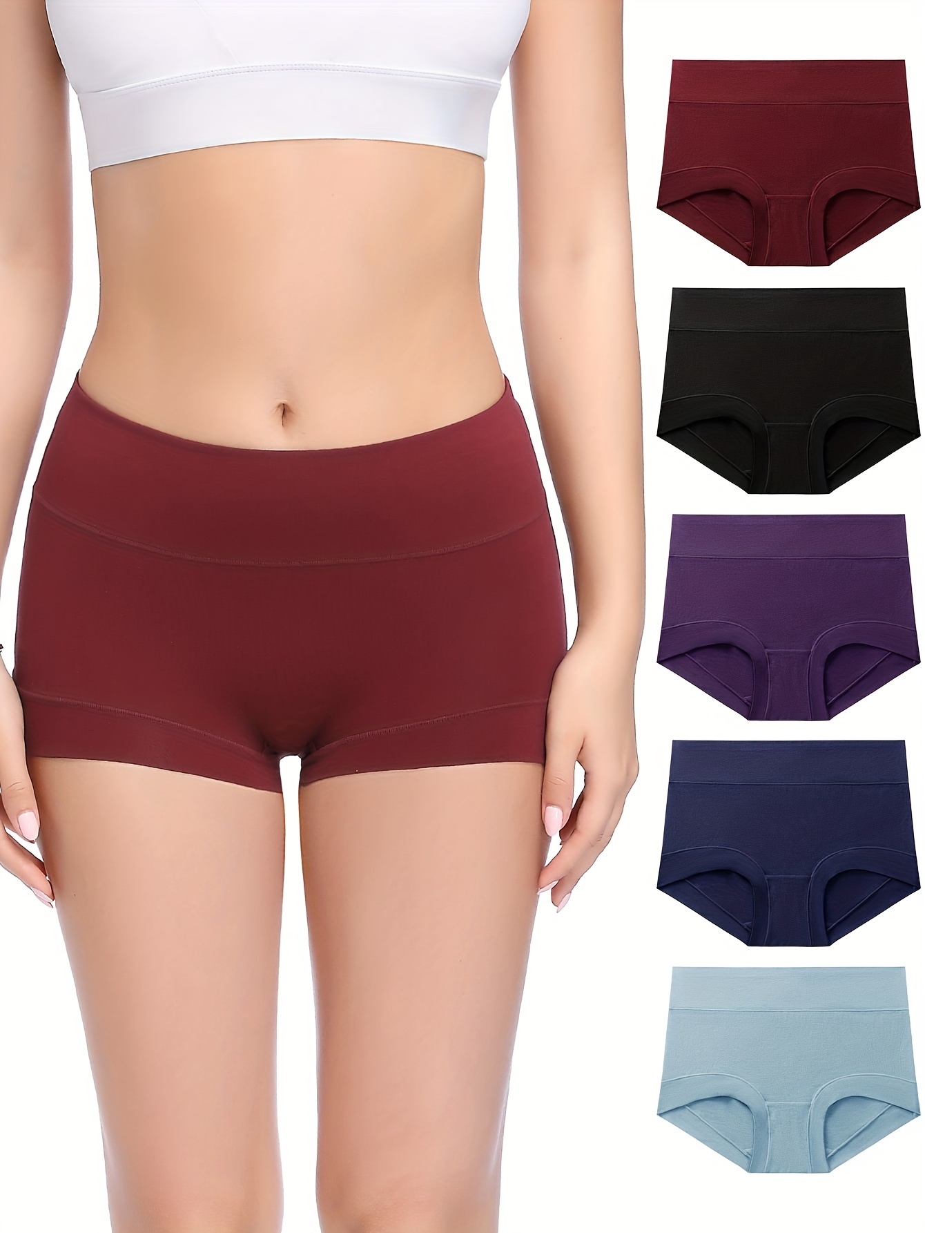 Women's Simple Panties Set Plus Size Solid Wide Waistband - Temu