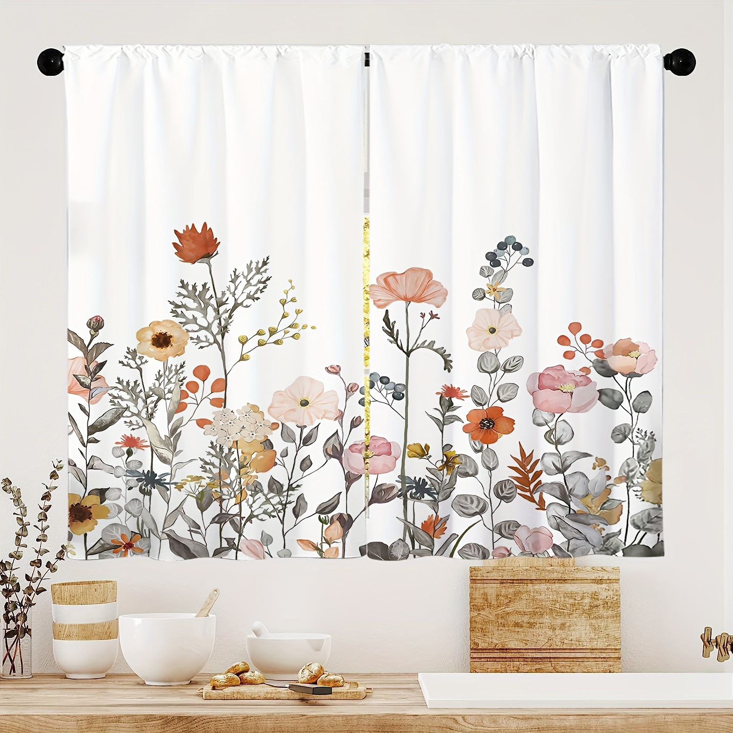 1pc Valance/2pcs Cafe Curtains Nieve Cortina Cocina Nivel - Temu