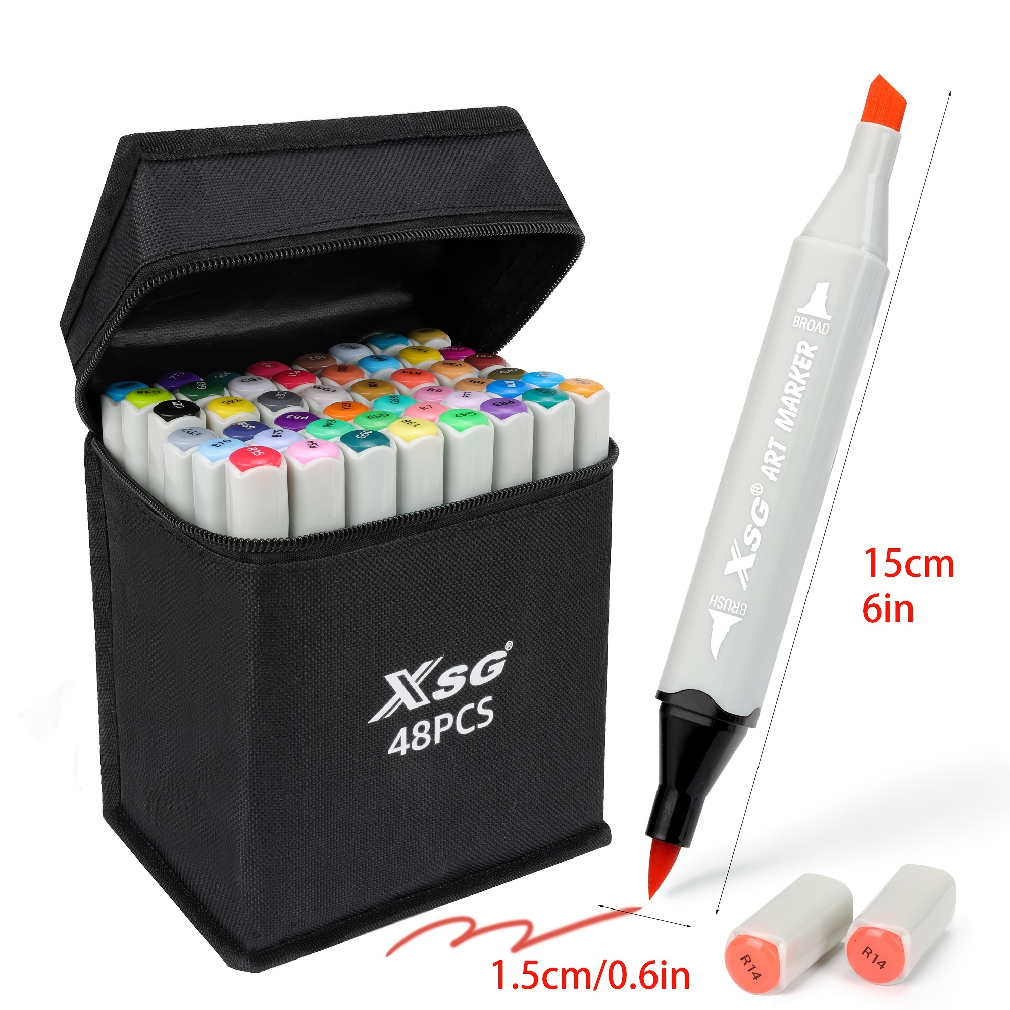 48 Colors Alcohol Brush Markers, Double Tipped ( Brush & Fine Tip ) Sketch  Markers for Kids, Artist Art Markers for Adult Colorin 