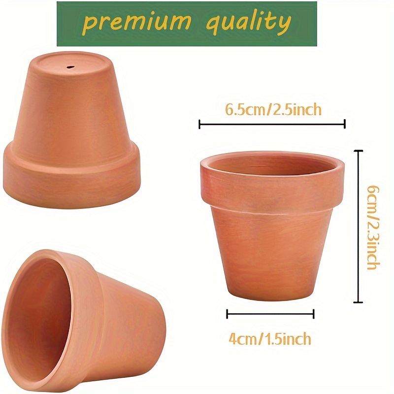 10 Pack, Terracotta Tiny Clay Pots, Ceramic Pottery Flower Planters, 1.5  Inches Terra cotta Clay Pot 