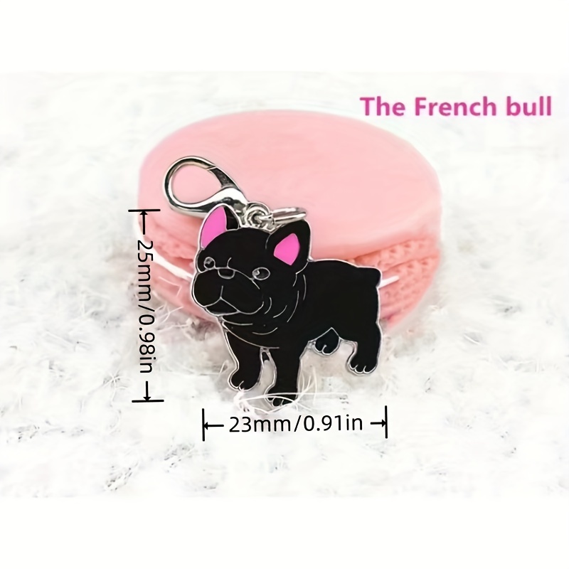 1pc Adorable French Bulldog Keychain With Durable Pu Leather Strap