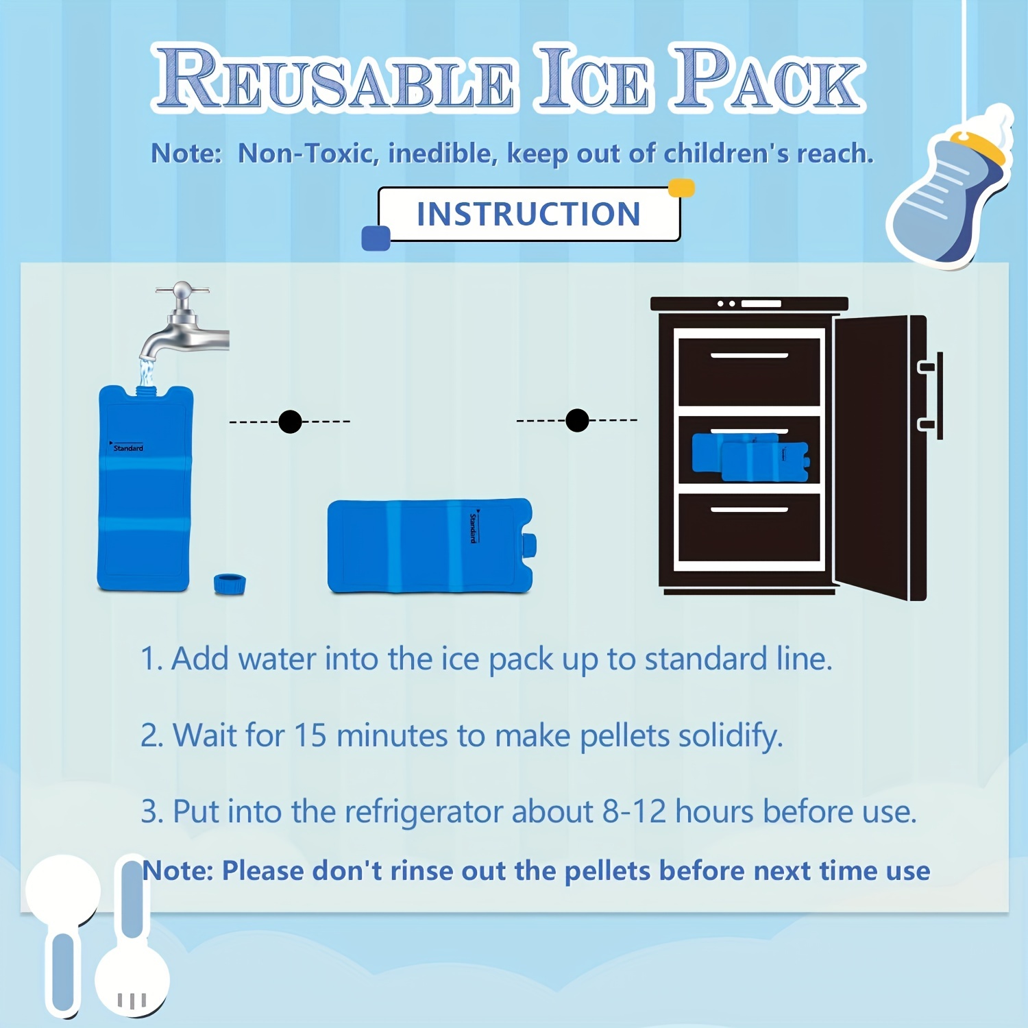 Reusable Ice Pack Cooler Water Injection Food Preservation - Temu