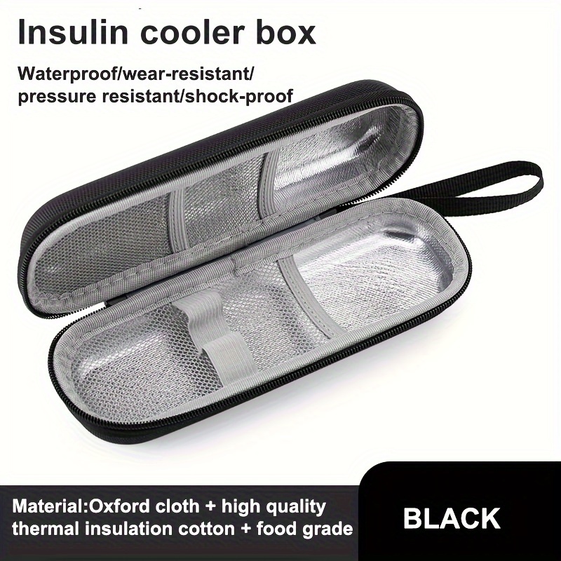 

Portable Mini Insulin Cooler Bag, Insulated Medicine Storage Box For Outdoor Use, Hand-washable Oxford Fabric - In Blue/black, Ice Box