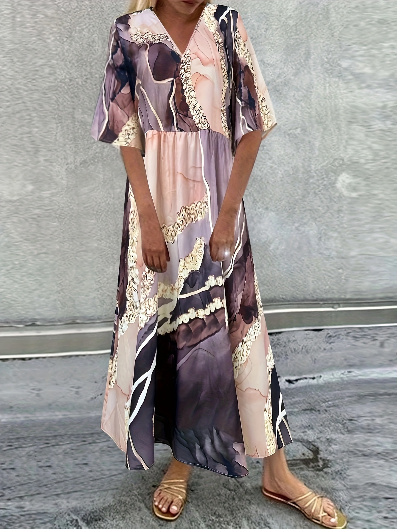 Plus Size Boho Dress Women's Plus Paisley Mandala Print - Temu