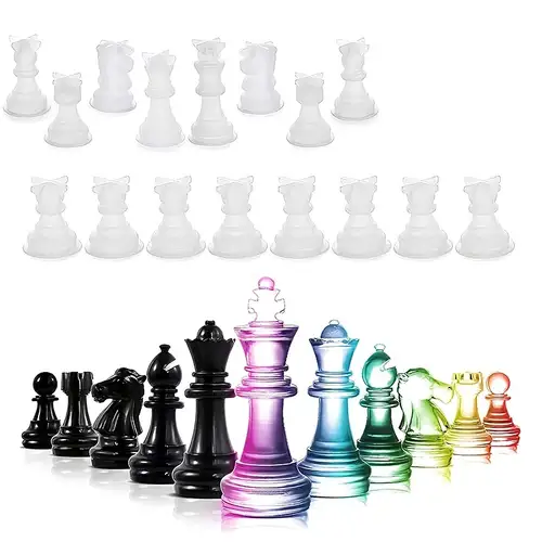 peça xadrez | Moldes silicone para tabuleiro xadrez - Moldes epóxi xadrez  3D e moldes fundição resina xadrez para artesanato faça você mesmo