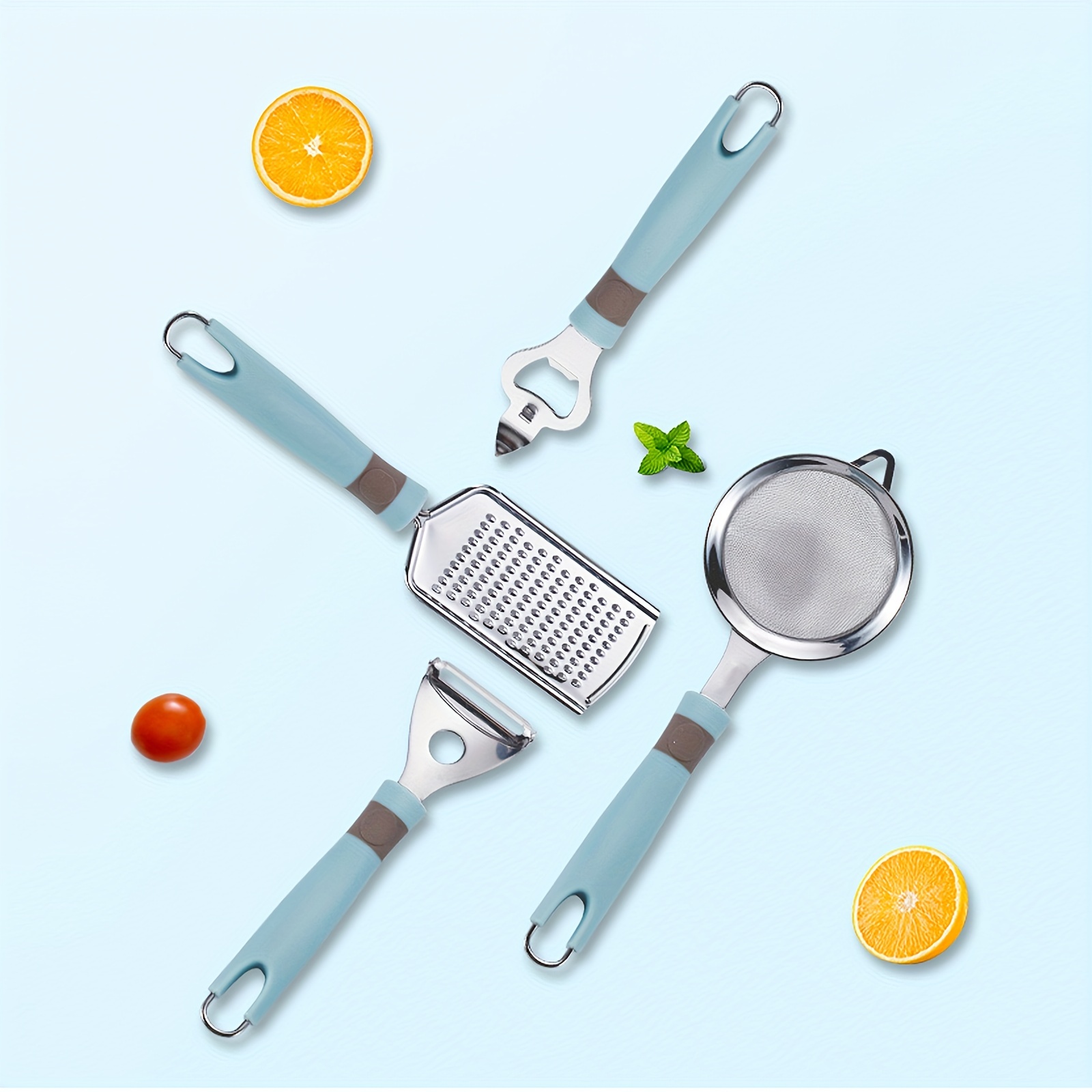 6-teiliges Essentials Küchen-Gadget-Set Aus Edelstahl Mit  Soft-Touch-Griffen Zum Kochen, Mehl, Sieb, Gemüseschäler, Schüssel-Clip,  Hot-Dish-Clip