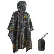camouflage print waterproof rain poncho portable reusable hooded rain jacket for adults details 5