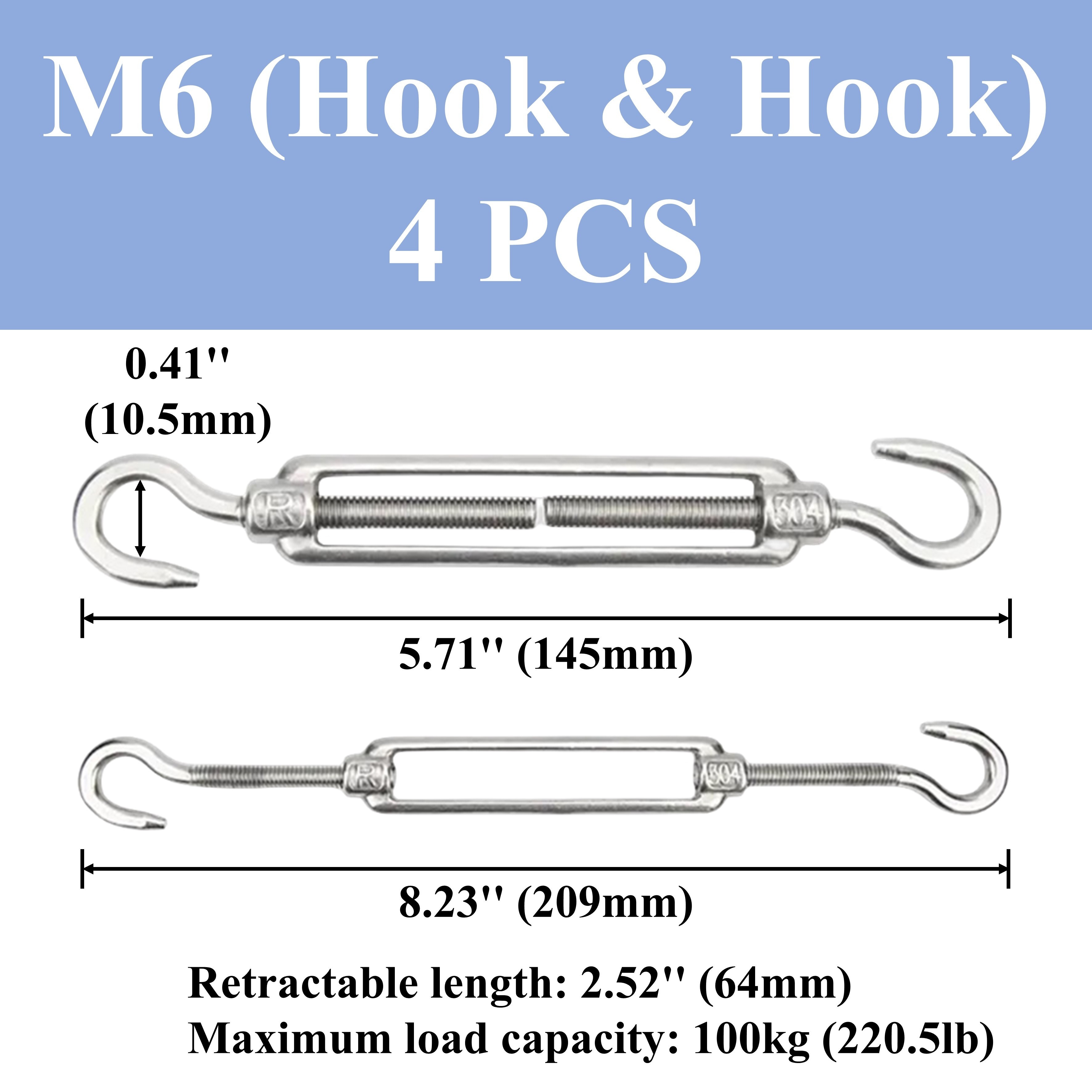 2/4 個 M4 M12 フックとフック C/C ターンバックル ケーブル